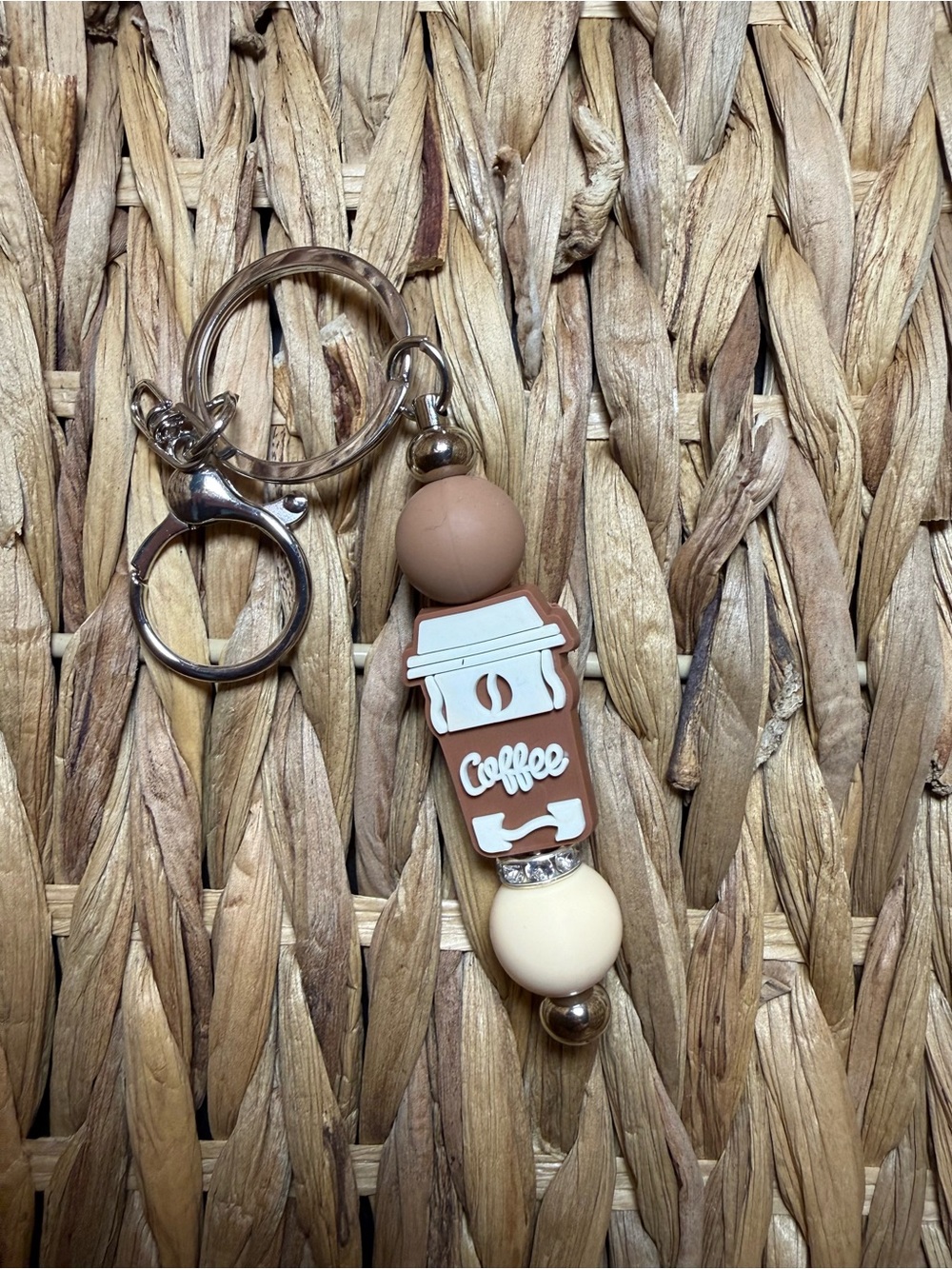 Coffee Cup Brown & Cream Keychain Charm